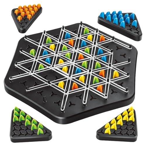 Geometrie Schachspiel, Dreieck Schach, Elastisches Dreieck Brettspiel für 2-4 Spieler, Familientreffen für Kinder und Erwachsene, Geschenke für Erwachsene Feiertage oder Geburtstage ab dem Alter von 8 von RUICUBEI