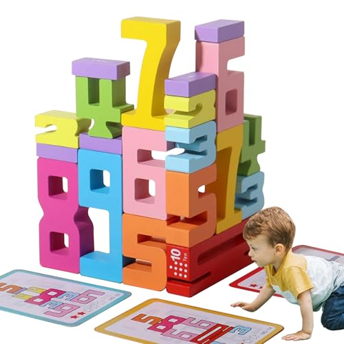 RUICUBEI Number Baustein-Set aus Holz, Mathematik, Einweihungsspielzeug, digitaler Block aus Holz, 3D, digitales Blockspielzeug für Kinder (1 Stück) von RUICUBEI