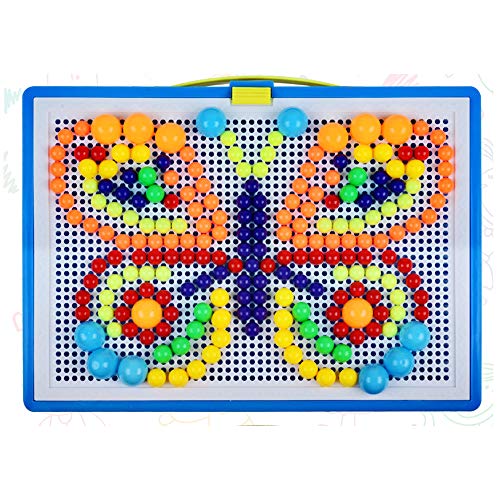 Kinder Mosaik Steckspiel Pädagogisches Spielzeug DIY Kreativ Pilznägel Brettspielzeug, Steckmosaik mit 980 Stücke, Baustein Steckkugeln für Junge Mädchen Kinderspielzeug für Geschenk Früherziehung von RUIXIB