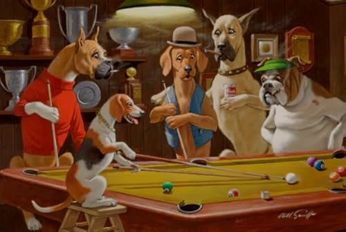 Jigsaw 1000 Stück, Dogs Playing Billiards, Abstract Jigsaw, Gedächtnisspiele Für Erwachsene, Poster Zur Stressbewältigung Für Die Familie, Puzzle-Spielzeug Wy27Zq von RUIYANMQ