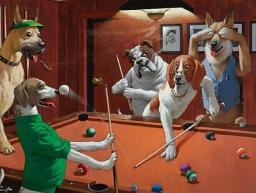 Jigsaw 1000 Stück, Dogs Playing Billiards, Abstract Jigsaw, Gedächtnisspiele Für Erwachsene, Poster Zur Stressbewältigung Für Die Familie, Puzzle-Spielzeug Wy28Zq von RUIYANMQ