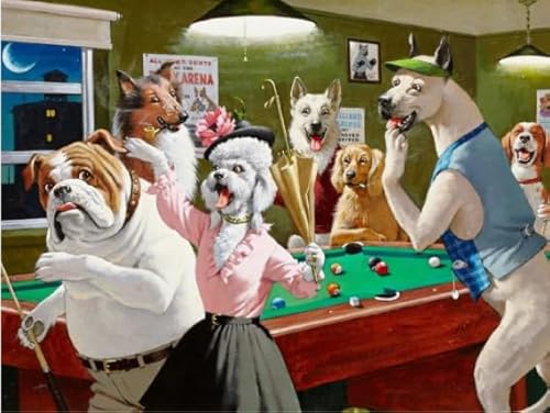 Jigsaw 1000 Stück, Dogs Playing Billiards, Abstract Jigsaw, Gedächtnisspiele Für Erwachsene, Poster Zur Stressbewältigung Für Die Familie, Puzzle-Spielzeug Wy30Zq von RUIYANMQ