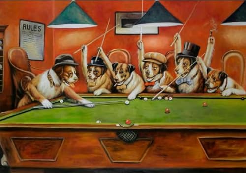 Jigsaw 1000 Stück, Dogs Playing Billiards, Abstract Jigsaw, Gedächtnisspiele Für Erwachsene, Poster Zur Stressbewältigung Für Die Familie, Puzzle-Spielzeug Wy31Zq von RUIYANMQ