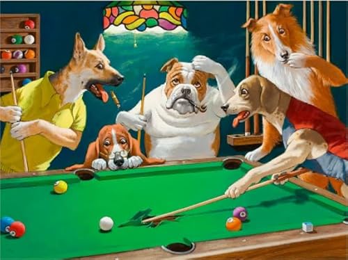 Jigsaw 1000 Stück, Dogs Playing Billiards, Abstract Jigsaw, Gedächtnisspiele Für Erwachsene, Poster Zur Stressbewältigung Für Die Familie, Puzzle-Spielzeug Wy32Zq von RUIYANMQ