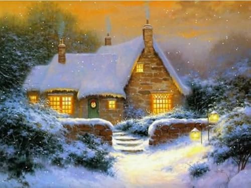 Jigsaws Puzzle 1000 Pieces, T.Kinkade Reproductions, Winter Landscapes, Adult Family Puzzle Challenge Toy, Elderly Memory Game Wy279Zq von RUIYANMQ