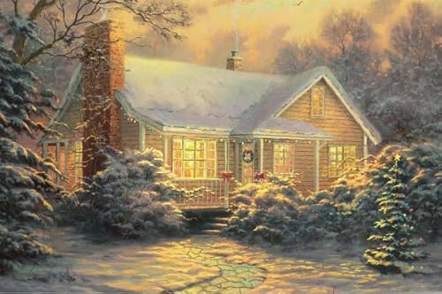 Jigsaws Puzzle 1000 Pieces, T.Kinkade Reproductions, Winter Landscapes, Adult Family Puzzle Challenge Toy, Elderly Memory Game Wy281Zq von RUIYANMQ