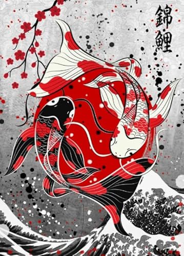 Puzzlas 1000 Teile - Japanese Koi - Abstract Puzzlas - Memory Games for Adults - Family Stress Relief Posters Puzzle Toys Tk130Zw von RUIYANMQ