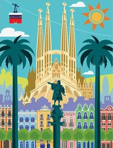 Puzzle 1000 Stück - Spanish City Travel Poster - Puzzles Art Picture - Colourful - Lernspielzeug Für Kinder - Ältere Menschen Gedächtnis Kognitionsspiele Yq181Zp von RUIYANMQ