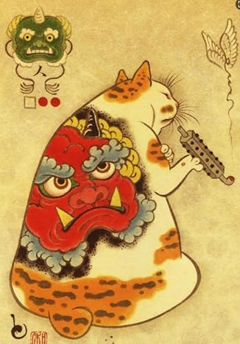 RUIYANMQ 1000 Piece Abstract Japanese Tattooed Cat Art Poster Für Erwachsene Familie Lernspielzeug Xq643Zy von RUIYANMQ