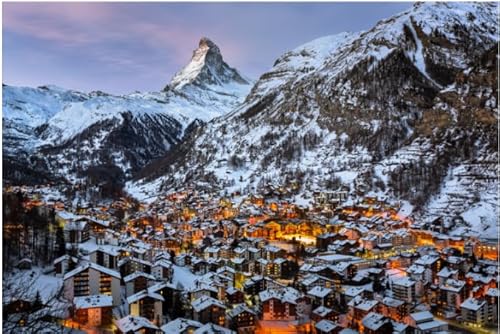 RUIYANMQ 1000 Stück Holzpuzzle Schweiz Schneelandschaft Poster Für Familie Stressabbau Lernspielzeug Jy33Cz von RUIYANMQ