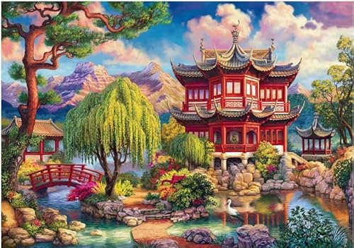 RUIYANMQ Japanischer Garten Poster Puzzle 1000 Teile Holzpuzzle Für Erwachsene Familie Dekompression Spiele Kq25Pz von RUIYANMQ