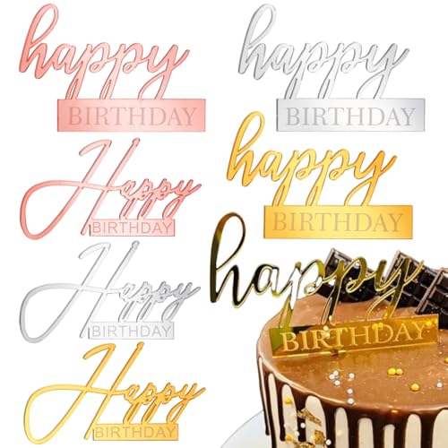 6pcs Happy Birthday Tortendeko Mädchen Happy Birthday Cake Topper Geburtstag Kuchen Deko Torten Deko Tortenaufleger Personalisiert Geburtstagsdeko Mann Frauen Kuchendeko Cake Decoration Cupcake Topper von RUIYDZ