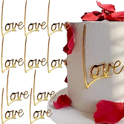 LOVE Cake Topper Hochzeit Tortenaufleger Liebe Brief Tortendeko Geburtstag Acryl Gold Tortentopper Hochzeitstorte LOVE Cake Toppers Kuchen Deko Torten Topper Cake Decoration Valentines Kuchendeko von RUIYDZ