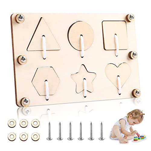 RUNEAY Montessori Busy Board Zubehör,Busy Board für Kleinkinder Kinder Busy Board Holz Schraubbrett Kindergarten DIY Praktische Fähigkeiten Montessori Spielzeug für Jungen Mädchen von RUNEAY