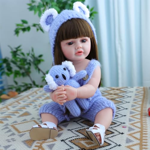 RUNGQIANY Realistico Vinile Silicone Morbido 22 Zoll 55 cm Reborn Baby Dolls Full Body Silicone Reborn Baby MäDchen,Jungen Und MäDchen Spielzeug-Geschenk Reborn Dolls Girl(Reborn Baby Puppe) von RUNGQIANY