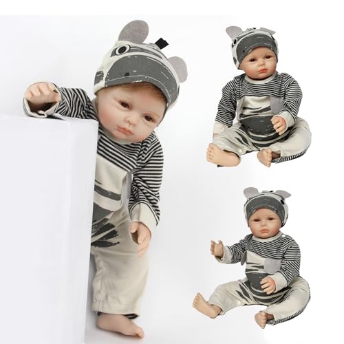 RUNGQIANY Reborn Babypuppe Mit Zebra-Design Outfit, Gestreifter Strampler Mit MüTze, Lebensechte Sammelpuppe Reborn Puppe 20 Zoll 50 cm Reborn Baby Jungen & MäDchen Spielzeug Geschenk RUNGQIANY Reborn Babypuppe Mit Zebra-Design Outfit, Gestreifter Strampler Mit MüTze, Lebensechte Sammelpuppe Reborn Puppe 20 Zoll 50 cm Reborn Baby Jungen & MäDchen Spielzeug Geschenk von RUNGQIANY