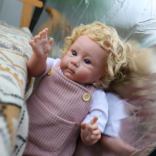 RUNGQIANY Simulation Reborn Baby MäDchen 24 Zoll 60 cm Baumwolle KöRper Weiches Silikon Reborn Baby MäDchen Groß Handmade Reborn Toddler Dolls Jungen MäDchen Spielzeug Geschenke (Reborn Baby 60 cm) von RUNGQIANY