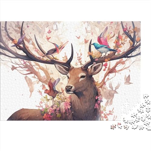 Hölzern Puzzle Magischer Hirsch 1000 Piece Puzzle for Adults and Children Aged 14 and Over, Puzzle with Hirsch Motif 1000pcs (75x50cm) von RUNPAW