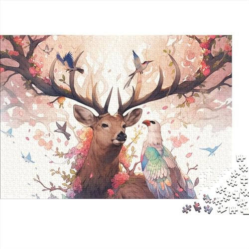 Hölzern Puzzle Magischer Hirsch 1000 Piece Puzzle for Adults and Children Aged 14 and Over, Puzzle with Hirsch motif 500pcs (52x38cm) von RUNPAW