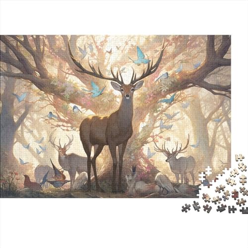 Hölzern Puzzle - Magischer Hirsch - 1000 Teile Puzzle Für Erwachsene, Holzpuzzle Mit Hirsch Motif von RUNPAW