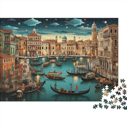 Hölzern Puzzle Venedig 1000 Piece Puzzle for Adults and Children Aged 14 and Over, Puzzle with Bunte Bilder 1000pcs (75x50cm) von RUNPAW