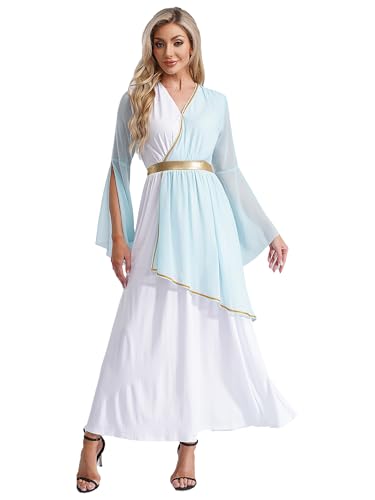 RUNQHUI Damen Griechische Göttin Kostüm Antike Römerin Toga Maxikleid Karneval Fasching Mottoparty Halloween Verkleidung Hellblau XXL RUNQHUI Damen Griechische Göttin Kostüm Antike Römerin Toga Maxikleid Karneval Fasching Mottoparty Halloween Verkleidung Hellblau XXL von RUNQHUI