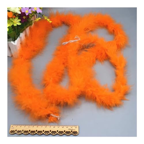 2 Meter flauschige türkische Federboa-Schal, Bekleidungszubehör, Feder-Kostüm, Party, Hochzeit, Dekoration, Federhandwerk (orange) von RUNQISI