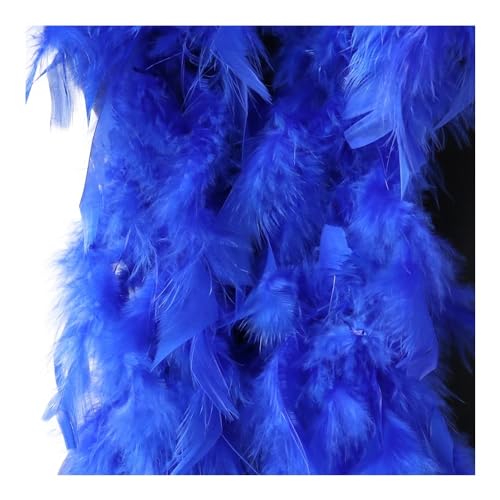 Farbige Truthahn-Federboa, 38–40 g, für Bastelband, Hochzeitskleid, Schal, natürliche Marabu-Fahne, Nähen, Kleidung, Dekoration (Königsblau), 2 m von RUNQISI