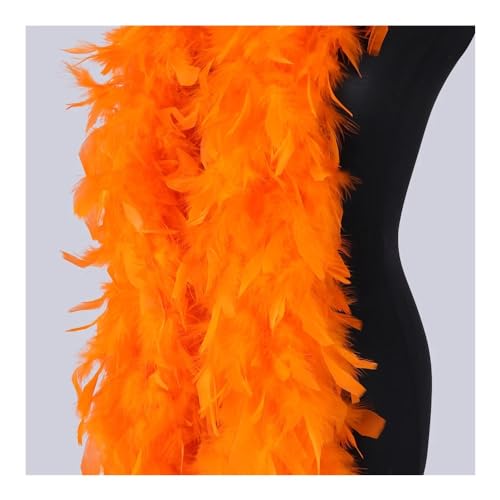 Flauschige Truthahn-Federboa für Tanzen, Hochzeit, Party, Halloween, Kostüm, Weihnachtsbaum, Dekoration, Schal, Federboa, Nähzubehör (Orange) von RUNQISI