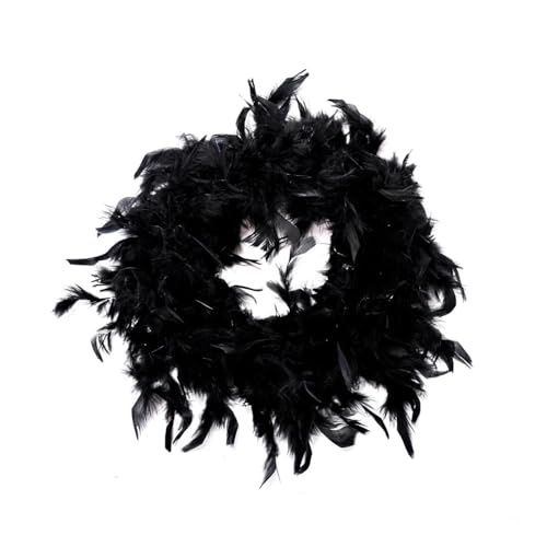 Flauschiger Federboa-Schal, 2 Meter, Feder-Schals, Bekleidungszubehör, Feder-Kostüm, Party, Hochzeit, Dekoration (schwarz) von RUNQISI