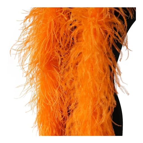 Individuelle Boa natürliche Straußenfeder-Besatz, Kleid, Nähdekoration, für Damen, Party, Basteldesign (Orange, 15-lagig, 1 Meter) von RUNQISI