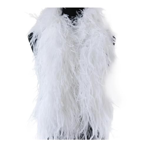 Individuelle Boa natürliche Straußenfeder-Bordüre, Kleid, Nähdekoration, für Damen, Party, Basteldesign (weiß, 6-lagig, 1 Meter) von RUNQISI