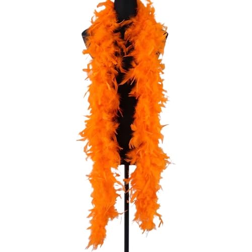 Königsblaue Federboa, flauschiger Truthahn-Feder-Schal, Hochzeitskleid, Karneval, Party, dekorativ, 60 g, Tafelaufsatz für Tischdekoration, Nähzubehör (Orange) von RUNQISI