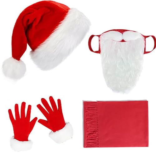 RUYUUEQ Adult Santa Claus Weihnachten Kostüm Perücke Bart Augenbraue Hut Set kleine Spielzeug für Weihnachten (A, A) von RUYUUEQ