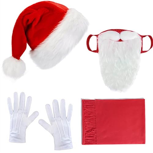 RUYUUEQ Adult Santa Claus Weihnachten Kostüm Perücke Bart Augenbraue Hut Set kleine Spielzeug für Weihnachten (B, A) von RUYUUEQ