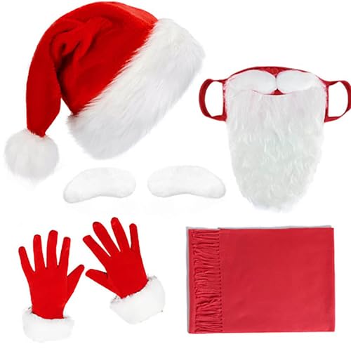 RUYUUEQ Adult Santa Claus Weihnachten Kostüm Perücke Bart Augenbraue Hut Set kleine Spielzeug für Weihnachten (C, A) von RUYUUEQ