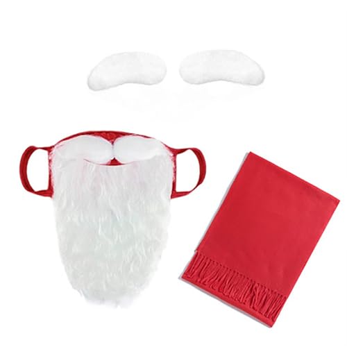 RUYUUEQ Adult Santa Claus Weihnachten Kostüm Perücke Bart Augenbraue Hut Set kleine Spielzeug für Weihnachten (F, A) von RUYUUEQ