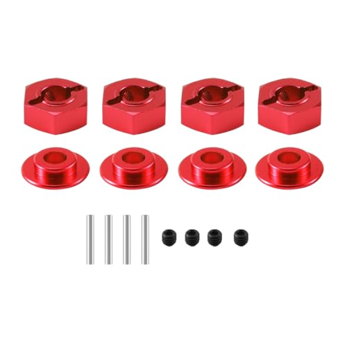 RWEQUTES 17-mm-Rad-Sechskant-Nabenadapter aus Metall for Arrma 1/10 4S KRATON Outcast RC-Auto-Upgrade-Teile, Rot von RWEQUTES