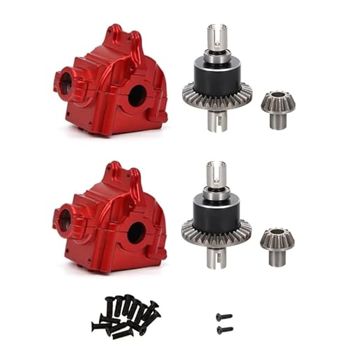 RWEQUTES 2er-Pack Metalldifferential- und Getriebesatz for Wltoys 144001 144002 144010 124016 124018 124019 RC-Car-Upgrade-Teile(Rood) von RWEQUTES