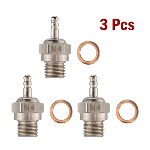 RWEQUTES 3 Pcs 70117 Funken Heißer Glow Plug for 1/10 1/8 N3 N4 Nitro RC Auto for HPI SHP HSP Fernbedienung Auto Zubehör(3xN4) von RWEQUTES