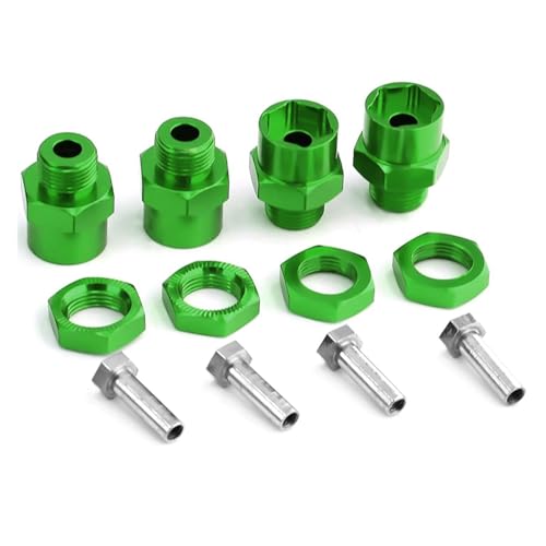 RWEQUTES 4PCS Metall Hex Adapter 12Mm Bis 17Mm Rad Hex Naben Adapter Verlängerung Konvertierung Muttern for 1/10 RC Auto Ersatz Zubehör Rot(Green) von RWEQUTES