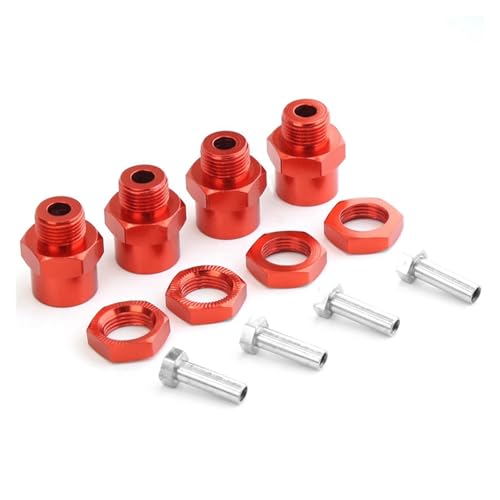 RWEQUTES 4PCS Metall Hex Adapter 12Mm Bis 17Mm Rad Hex Naben Adapter Verlängerung Konvertierung Muttern for 1/10 RC Auto Ersatz Zubehör Rot(Rood) von RWEQUTES