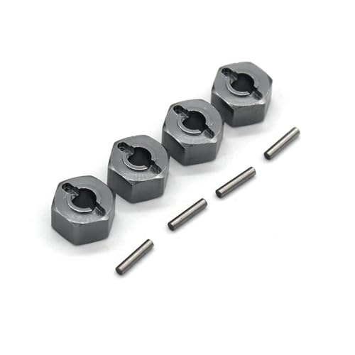 RWEQUTES 4Pcs Metall 12Mm Rad Hex Hub Adapter for MJX H16 16207 16208 16209 16210 1/16 RC Auto Upgrades Teile Zubehör(Dark Grey) von RWEQUTES