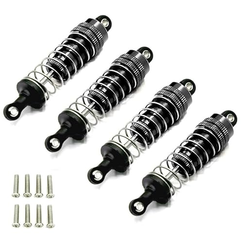 RWEQUTES 4Pcs Metall Stoßdämpfer Dämpfer for HBX 16889 16889A 16890 16890A SG1601 SG1602 1/16 RC Auto Upgrade Teile Zubehör(Zwart) von RWEQUTES