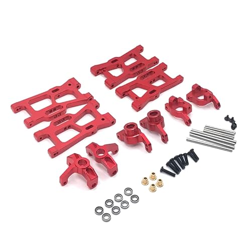 RWEQUTES Für WLtoys 124016 124017 124018 124019 144002 144001 RC Auto, Metall-Upgrade-Teile, modifiziertes 5-teiliges Set, mit Schrauben (Rot) von RWEQUTES