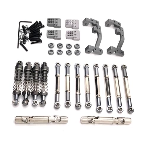 RWEQUTES Für WPL C14 C24 1/16 RC Auto Feiyu FY003-5A Metall-Upgrade-Teile, Spurstangen, Antriebswellen, Stoßdämpfer (Hellgrau) von RWEQUTES