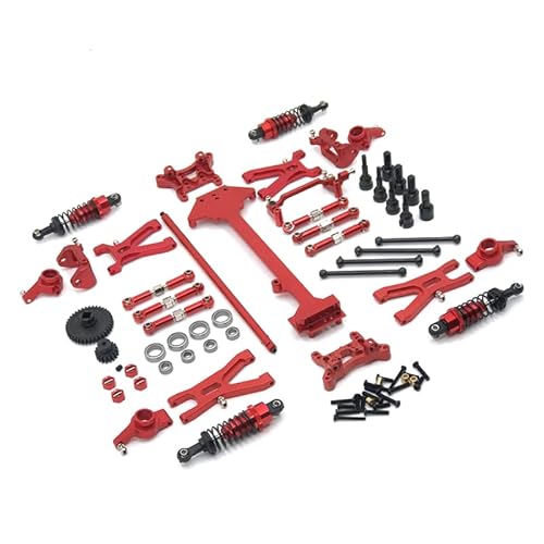 RWEQUTES Geeignet for WLtoys 1/18 A959 A949 A969 A979 K929 Fernbedienung Auto Upgrade Teile, Metall Modifikation 19-teiliges Set(Rood) von RWEQUTES