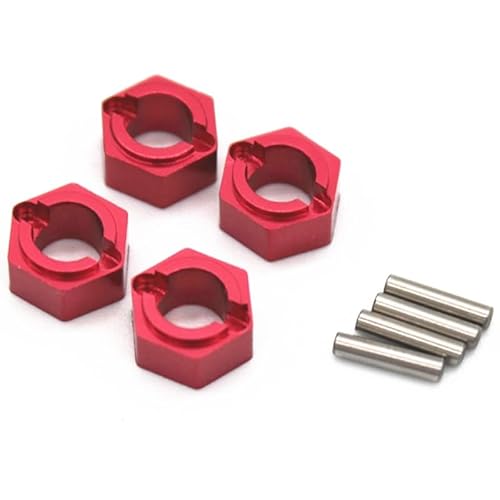 RWEQUTES Metall 7mm Rad Hex Adapter for FMS FCX24 1/24 RC Crawler Auto Upgrades Teile Zubehör(Rood) von RWEQUTES