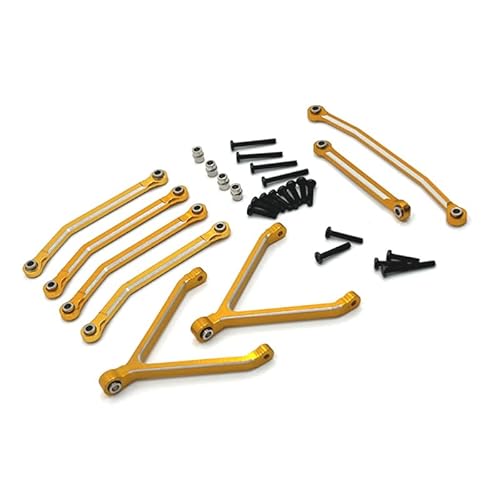 RWEQUTES Metall-Aufrüstung und Umrüstung von CNC-Prozess-Chassis-Achsen-Festverbindungs-Lenkverbindungssatz for FMS 1/24 Xiaoqi FCX24 RC-Autoteile(Yellow) von RWEQUTES