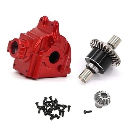 RWEQUTES Metall-Getriebeabdeckung + Differential für WLtoys 1/14 144010 144001 144002 1/12 124017 124018 124016 124019 RC Autoteile (Rot) von RWEQUTES